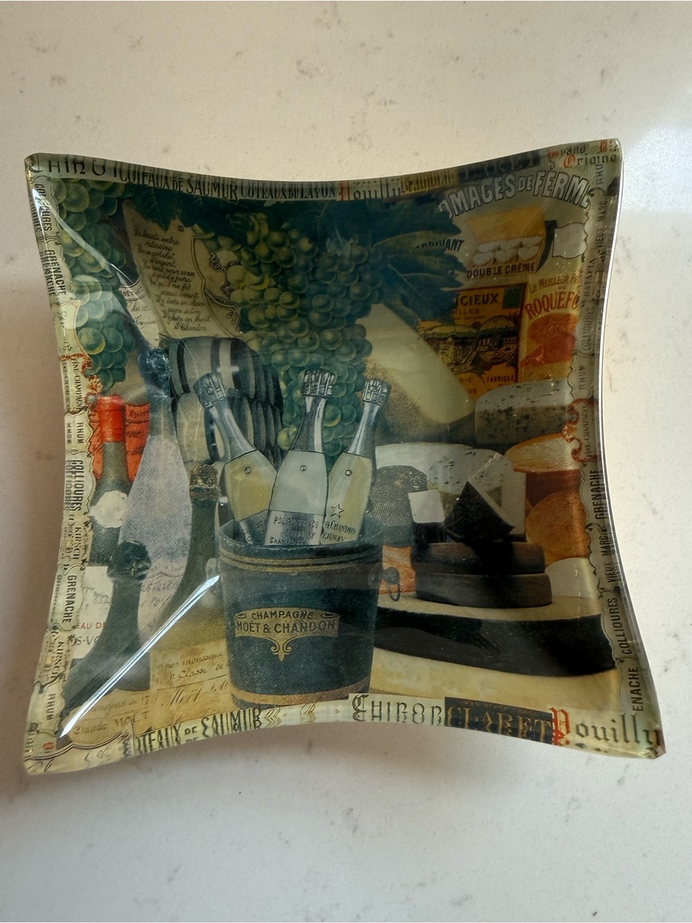 ANNIE MODICA Glass Trinket Tray - Champagne Artwork